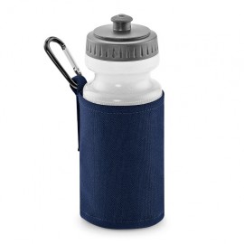 navy water bottle and holder with printed nam