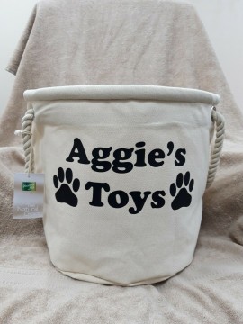 personalised canvas dog toy storage bag